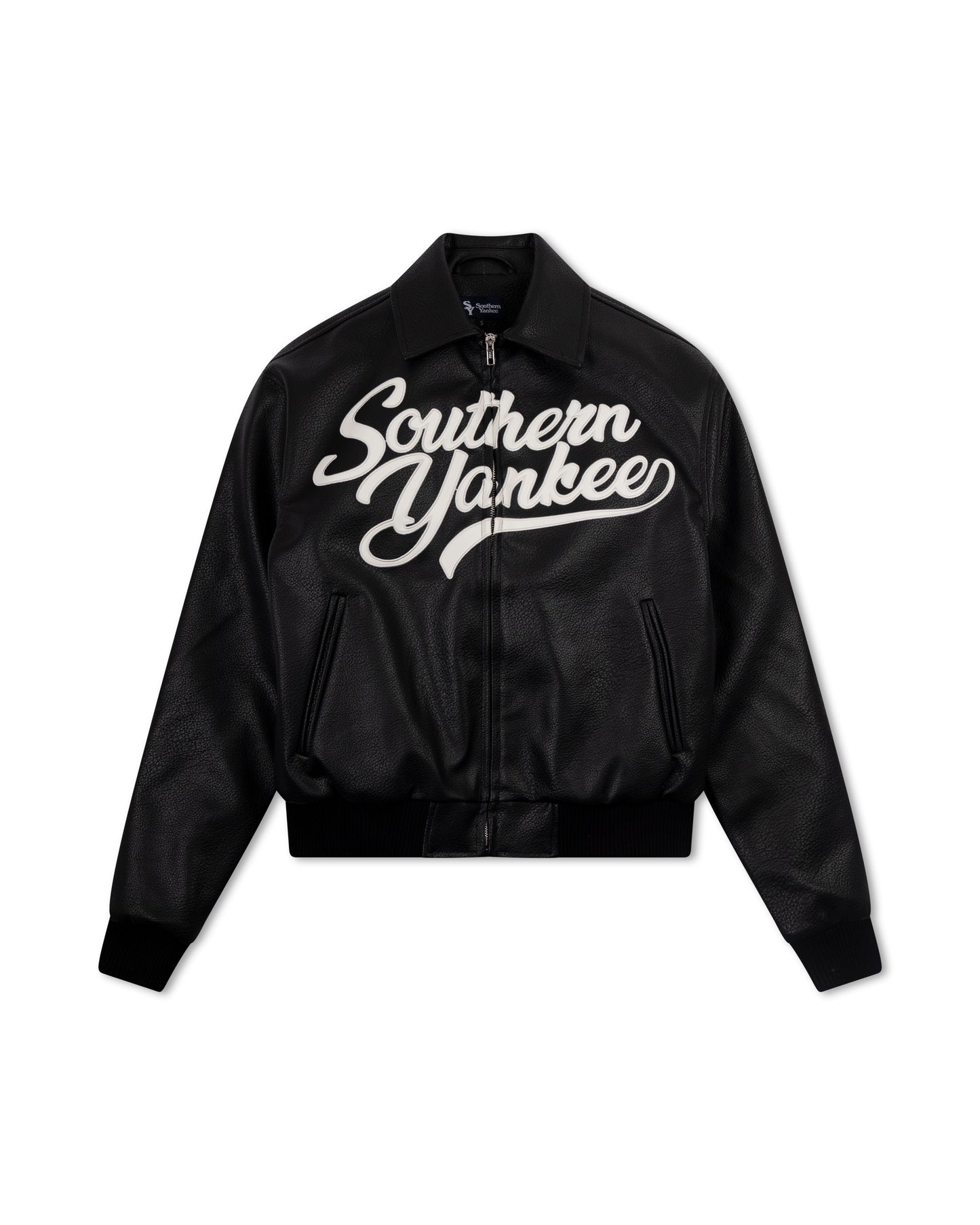 Southern Script Pebbled Leather Jacket