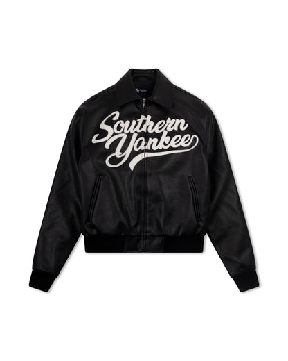 Southern Script Pebbled Leather Jacket