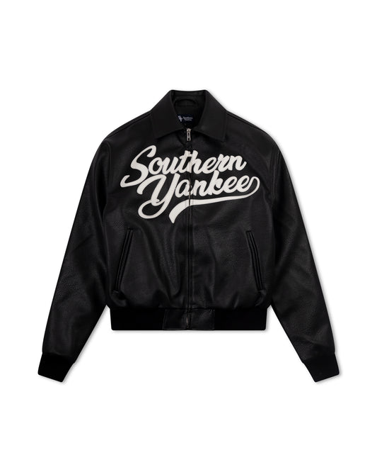 Southern Script Pebbled Leather Jacket