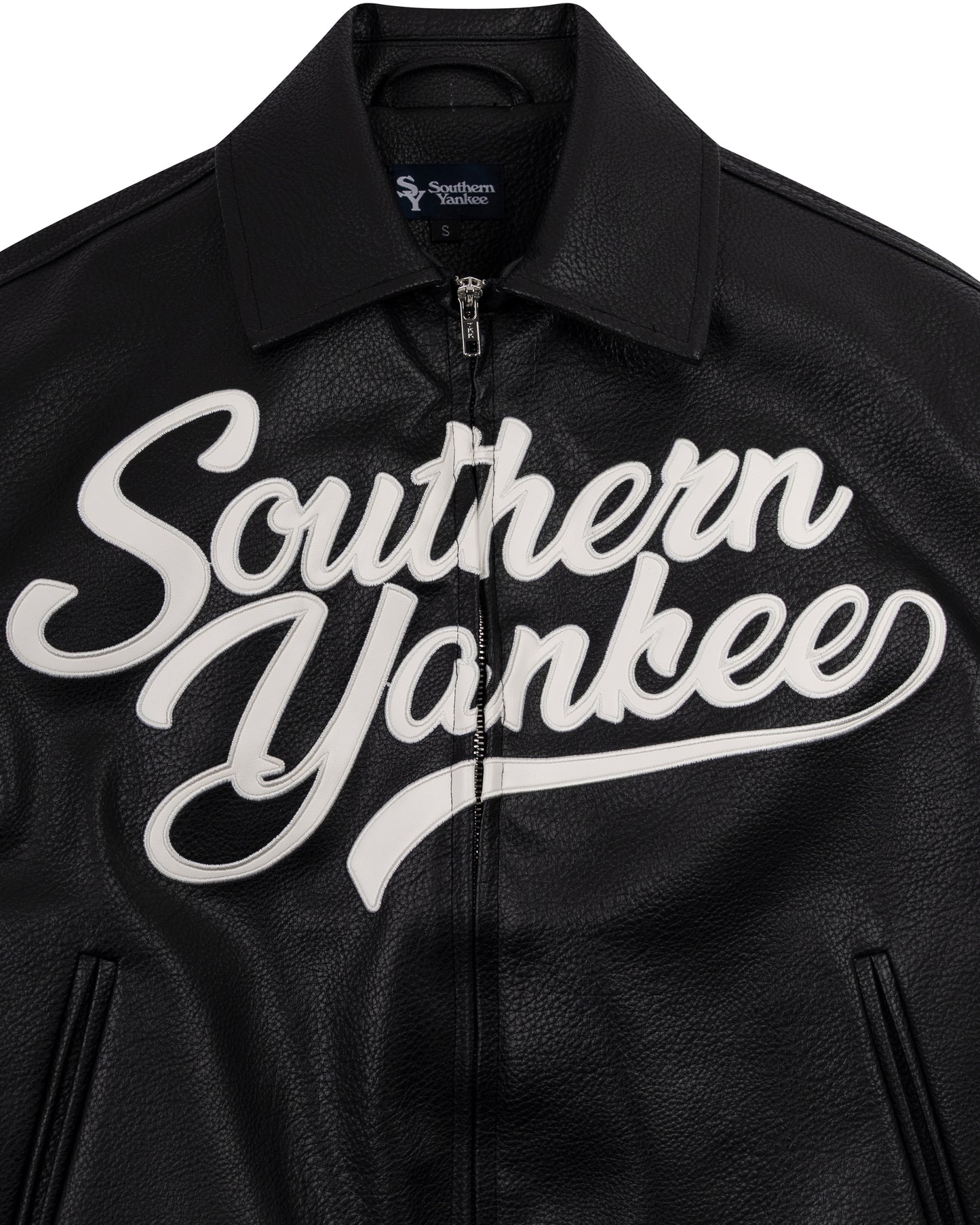 Southern Script Pebbled Leather Jacket