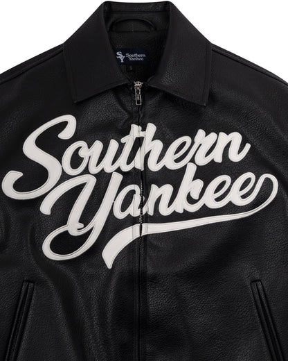 Southern Script Pebbled Leather Jacket