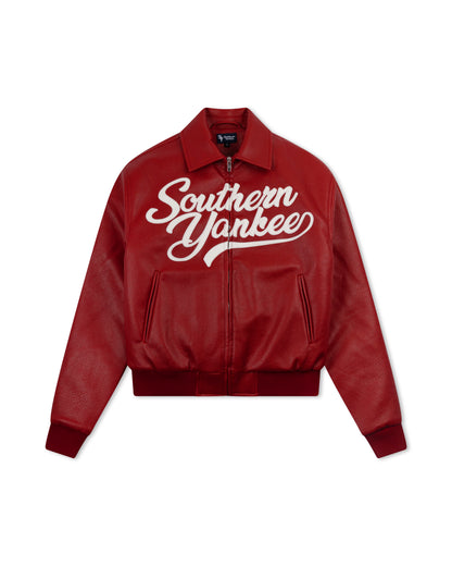 Southern Script Pebbled Leather Jacket