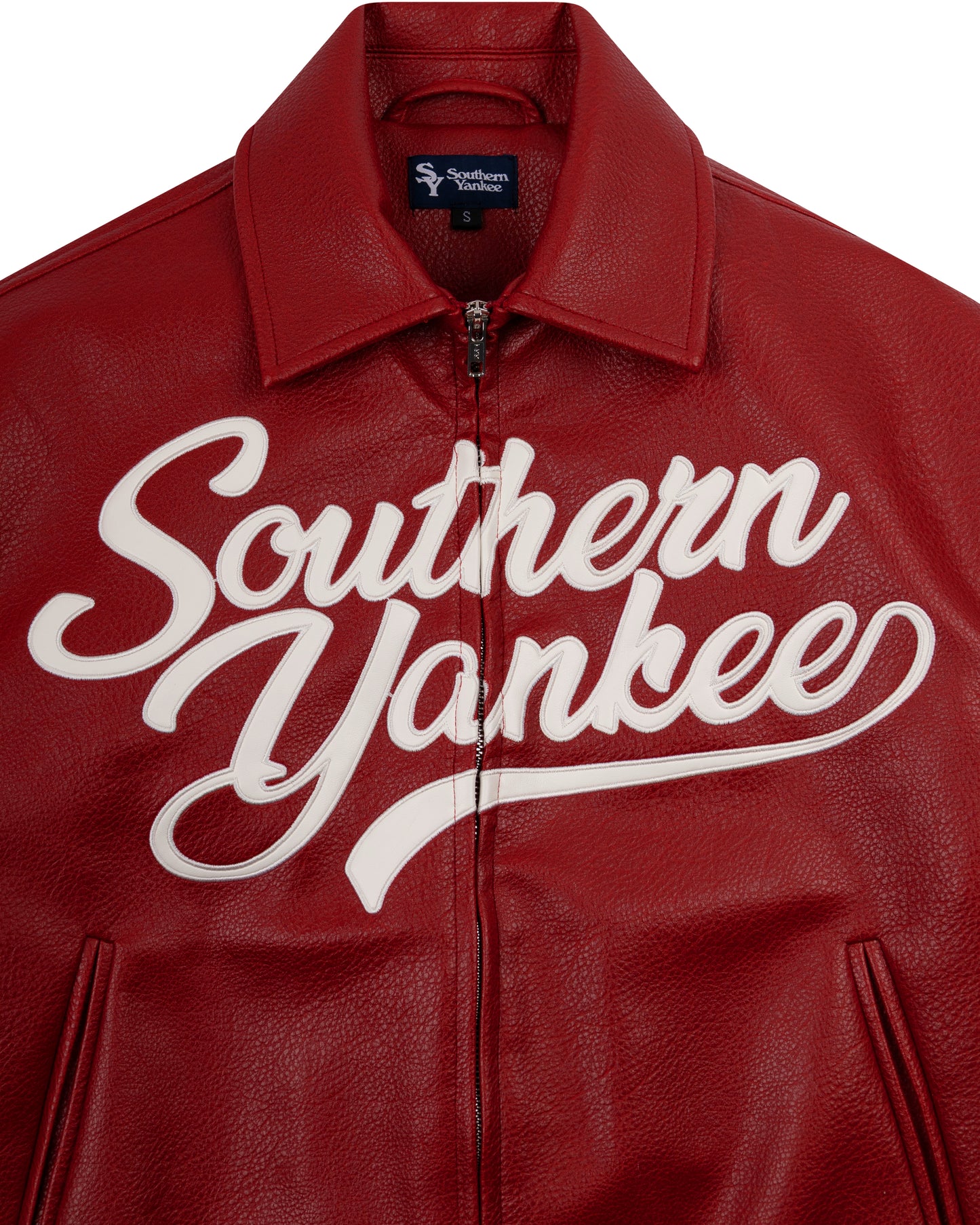 Southern Script Pebbled Leather Jacket