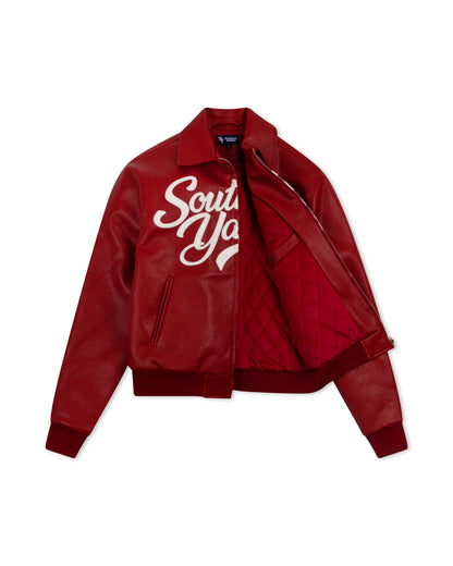 Southern Script Pebbled Leather Jacket